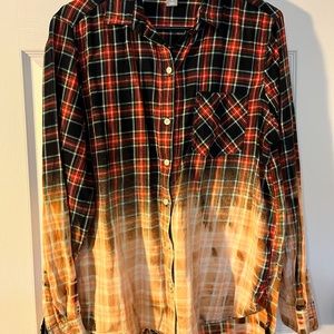 Upcycled Bleached Ladies Flannel Shirt